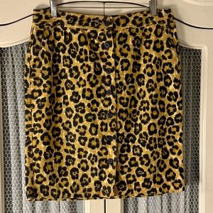 Vintage Lauren Ralph Lauren Linen & Cotton Leopard Skirt US Size 12